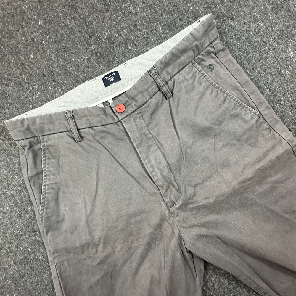 Gant Jason Pants Mens 34x34 Gray Straight Fit Cotton Blend Chino Trousers